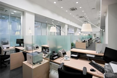 empty office with desks in raw