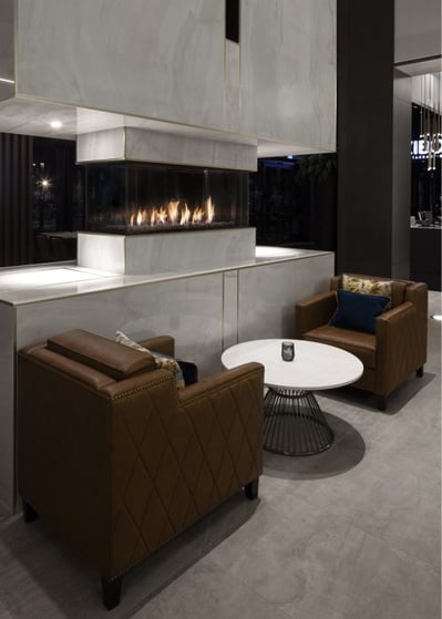 Ortal’s Island 130 Fireplace at the Saint-Hyacinthe Convention Centre in Quebec, Canada